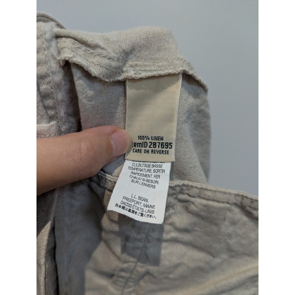 L.L.Bean 100% Linen Straight Leg Chino‎ Pants Women's Size 16 Beige Tan - Picture 8 of 8